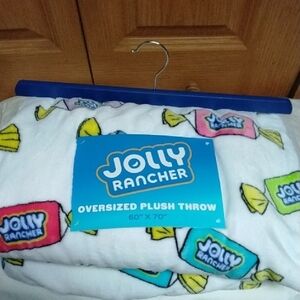 Oversized Plush Throw Blanket - White with Multicolor Candy Design
